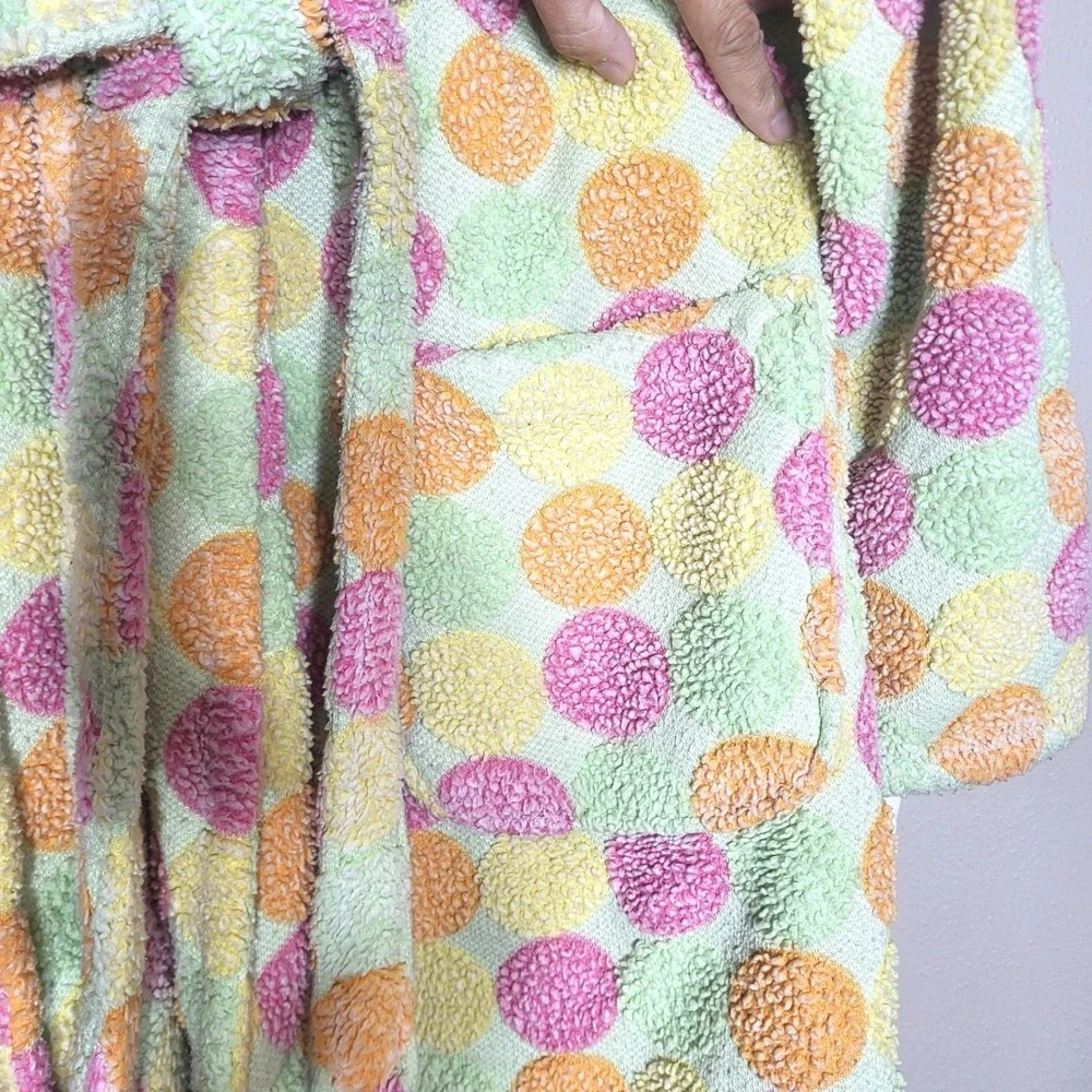 Aegan Apparel Womens Polka Dot Plush Terry Cloth Robe Multicolor OSFM
